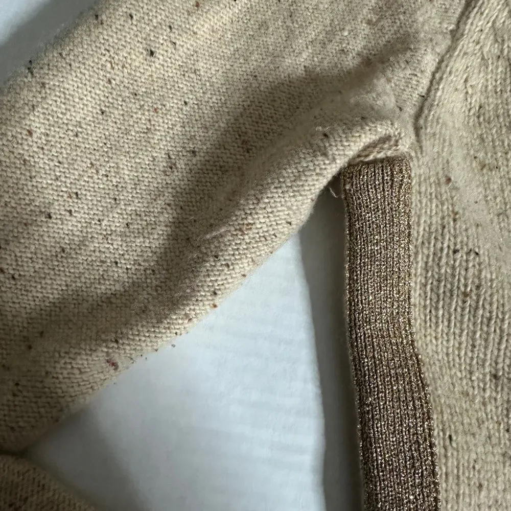 J. Crew Donegal Lambswool Sweater with Gold Shimmer Stripe